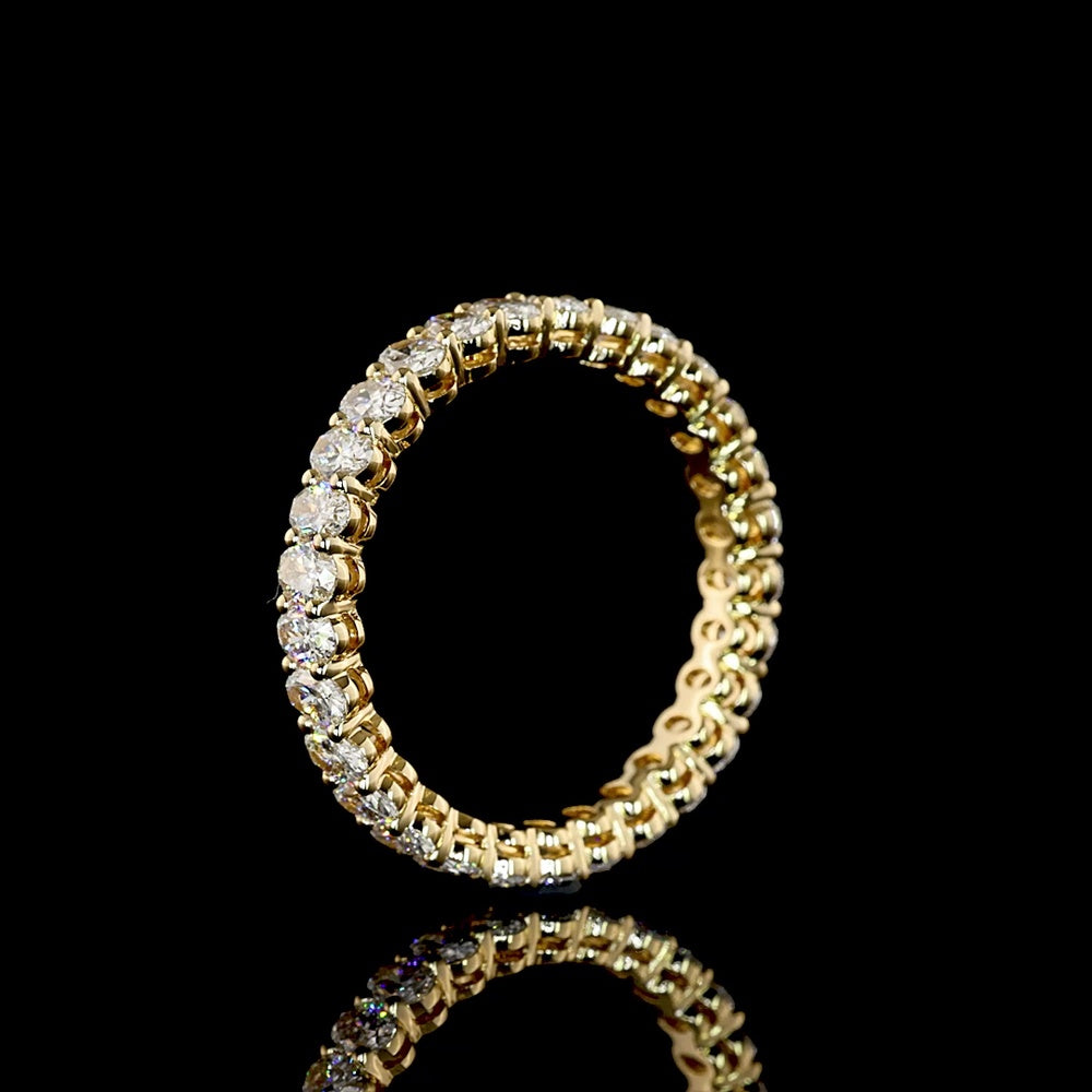 18K Yellow Gold Eternity Band with Prong Set Oval Cut Lab Diamonds - 2.16 Carat Total Weight, E-F Color VS1 Clarity - Covaloro Fine Jewelry