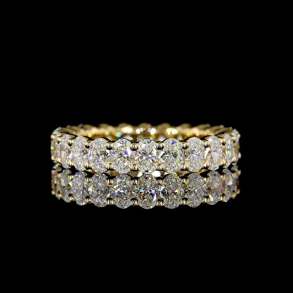 18K Yellow Gold Eternity Band with Prong Set Oval Cut Lab Diamonds - 2.52 Carat Total Diamond Weight - Covaloro Fine Jewelry
