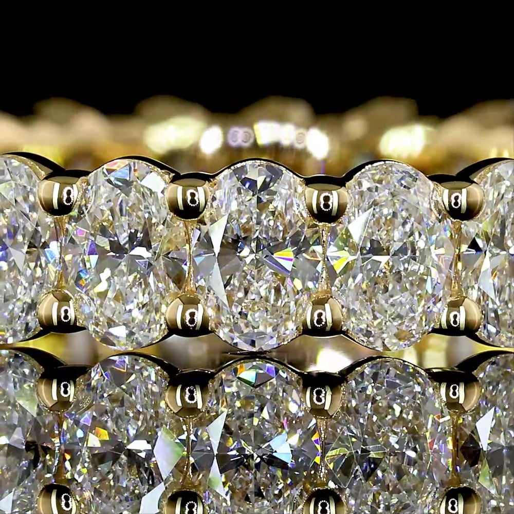 18K Yellow Gold Eternity Band with Prong Set Oval Cut Lab Diamonds - 2.52 Carat Total Diamond Weight - Covaloro Fine Jewelry
