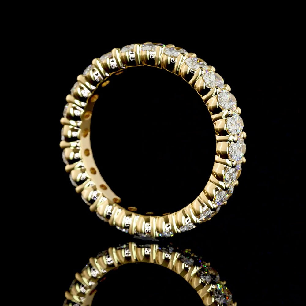 18K Yellow Gold Eternity Band with Prong Set Oval Cut Lab Diamonds - 2.52 Carat Total Diamond Weight - Covaloro Fine Jewelry