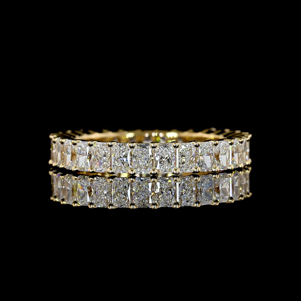 18K Yellow Gold Eternity Band with Prong-Set Radiant Cut Lab Diamonds - 2.16 Carat Total Weight - Covaloro Fine Jewelry