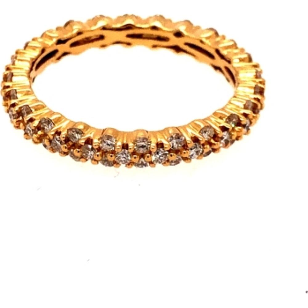 18K Yellow Gold Eternity Band with Prong Set Round Diamonds by Afarin
