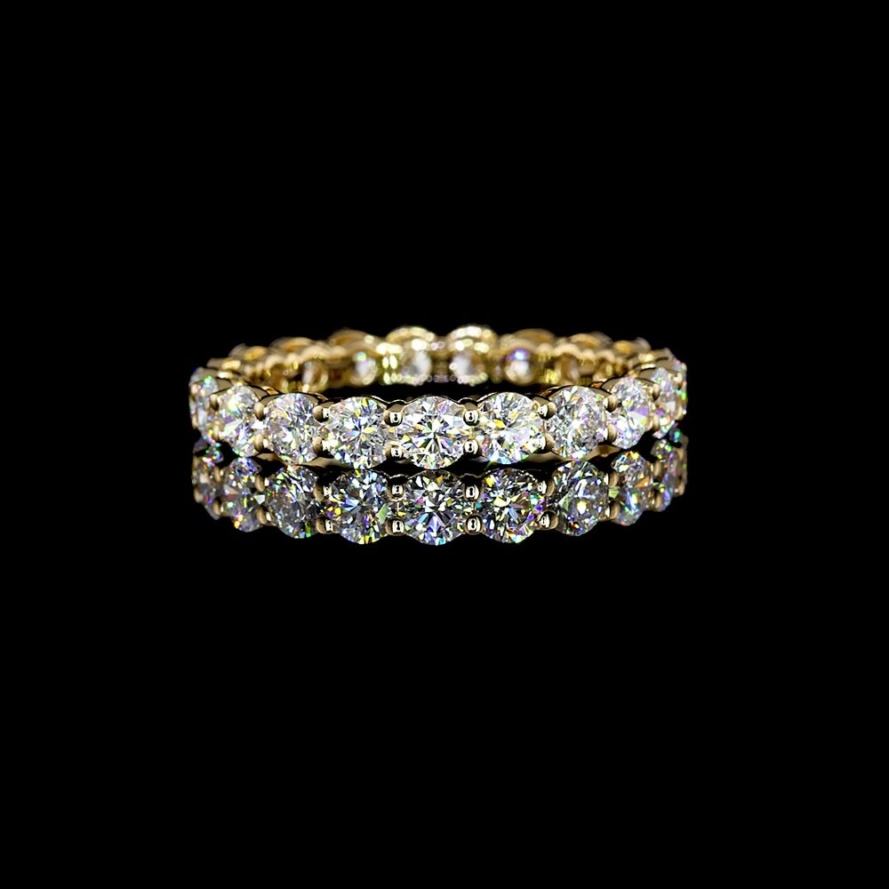 18K Yellow Gold Eternity Band with Prong Set Round Lab Diamonds - 2.09 Carat Total Diamond Weight, E-F Color, VS1 Clarity - Covaloro Fine Jewelry