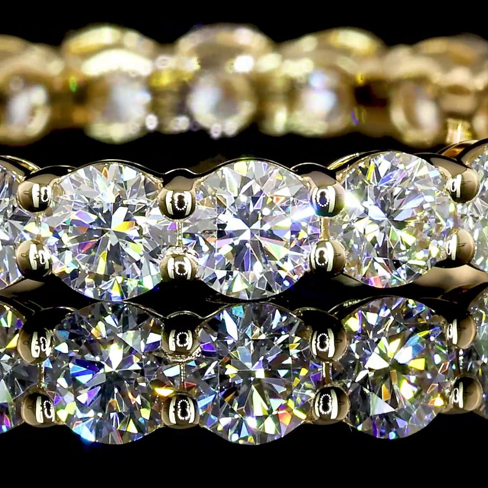18K Yellow Gold Eternity Band with Prong Set Round Lab Diamonds - 2.09 Carat Total Diamond Weight, E-F Color, VS1 Clarity - Covaloro Fine Jewelry