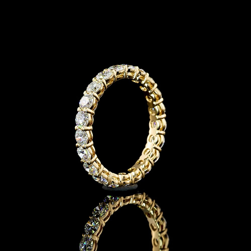 18K Yellow Gold Eternity Band with Prong Set Round Lab Diamonds - 2.09 Carat Total Diamond Weight, E-F Color, VS1 Clarity - Covaloro Fine Jewelry
