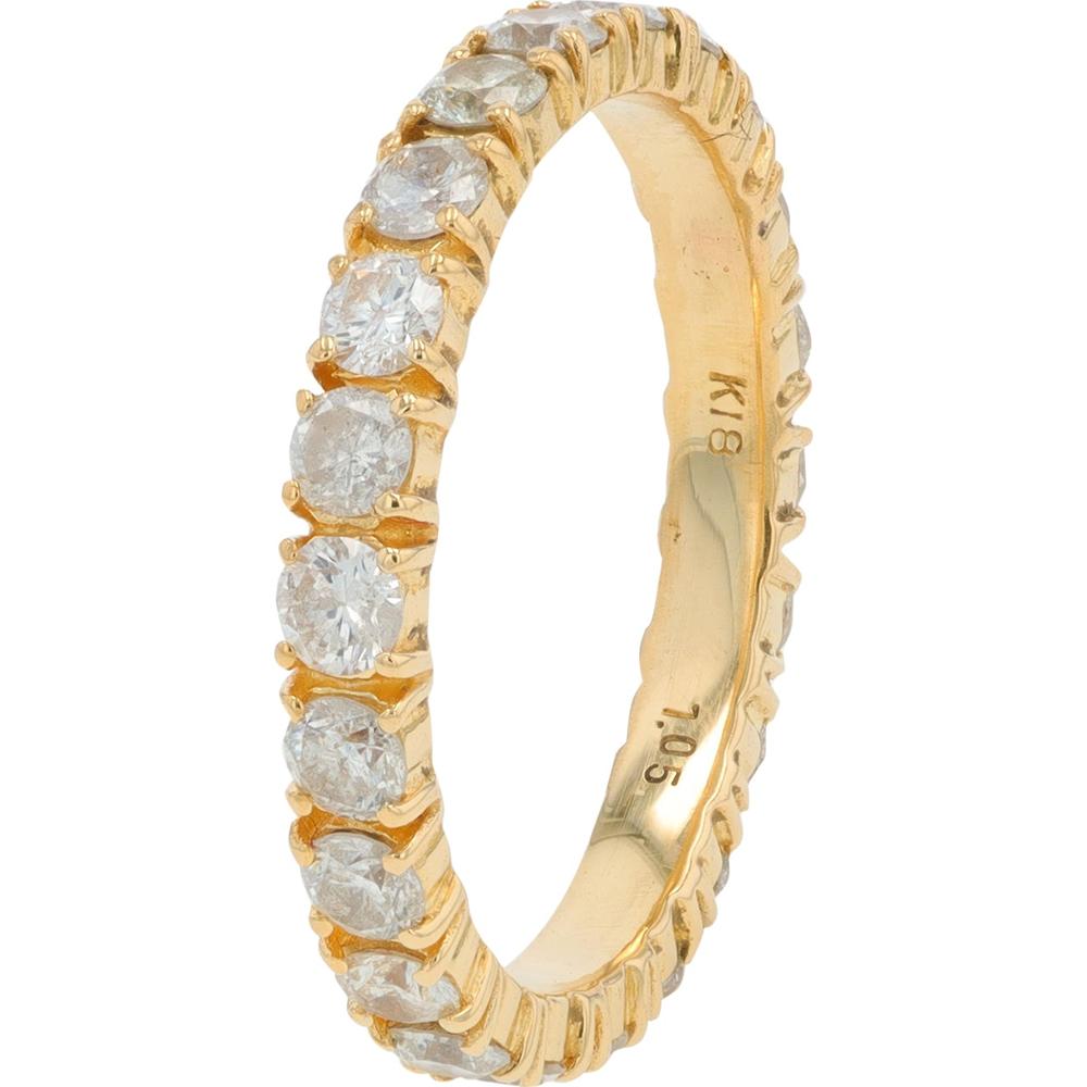 18K Yellow Gold Eternity Band with Round Brilliant Diamonds - 1.05 Carat Total Diamond Weight