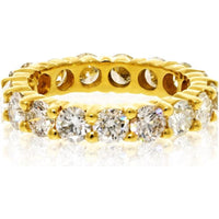 18K Yellow Gold Eternity Band with Shared Prong Set Round Diamonds - 3.30 Carat Total Diamond Weight