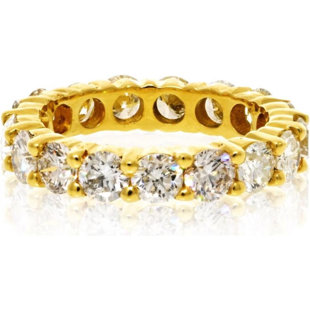 18K Yellow Gold Eternity Band with Shared Prong Set Round Diamonds - 3.30 Carat Total Diamond Weight