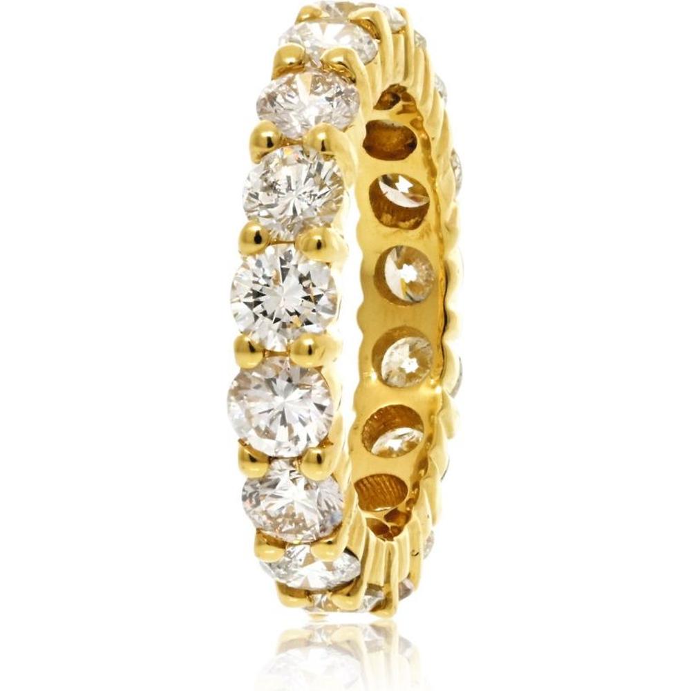 18K Yellow Gold Eternity Band with Shared Prong Set Round Diamonds - 3.30 Carat Total Diamond Weight
