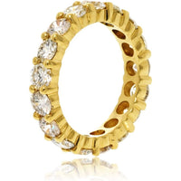 18K Yellow Gold Eternity Band with Shared Prong Set Round Diamonds - 3.30 Carat Total Diamond Weight