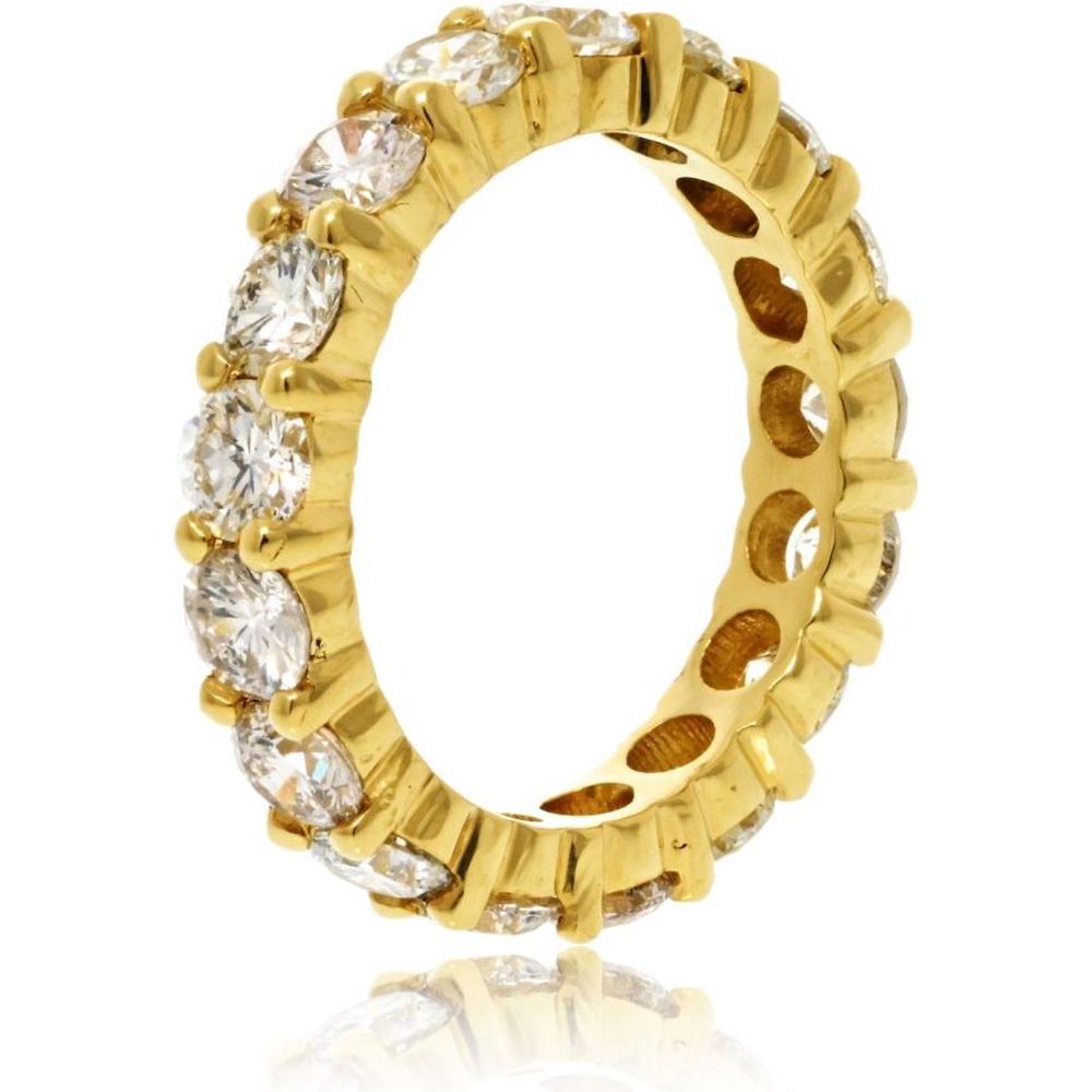 18K Yellow Gold Eternity Band with Shared Prong Set Round Diamonds - 3.30 Carat Total Diamond Weight