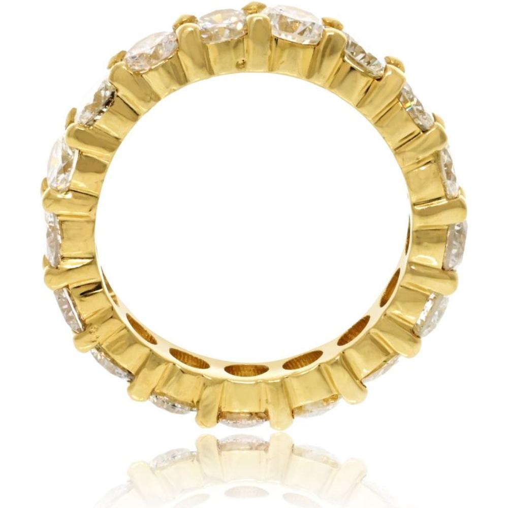 18K Yellow Gold Eternity Band with Shared Prong Set Round Diamonds - 3.30 Carat Total Diamond Weight