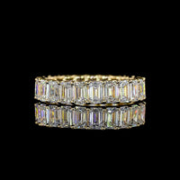 18K Yellow Gold Eternity Band with U-Prong Set Emerald Cut Lab Diamonds - 4.01 Carat Total Diamond Weight - Covaloro Fine Jewelry