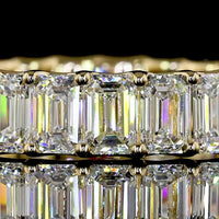 18K Yellow Gold Eternity Band with U-Prong Set Emerald Cut Lab Diamonds - 4.01 Carat Total Diamond Weight - Covaloro Fine Jewelry