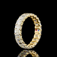 18K Yellow Gold Eternity Band with U-Prong Set Emerald Cut Lab Diamonds - 4.01 Carat Total Diamond Weight - Covaloro Fine Jewelry