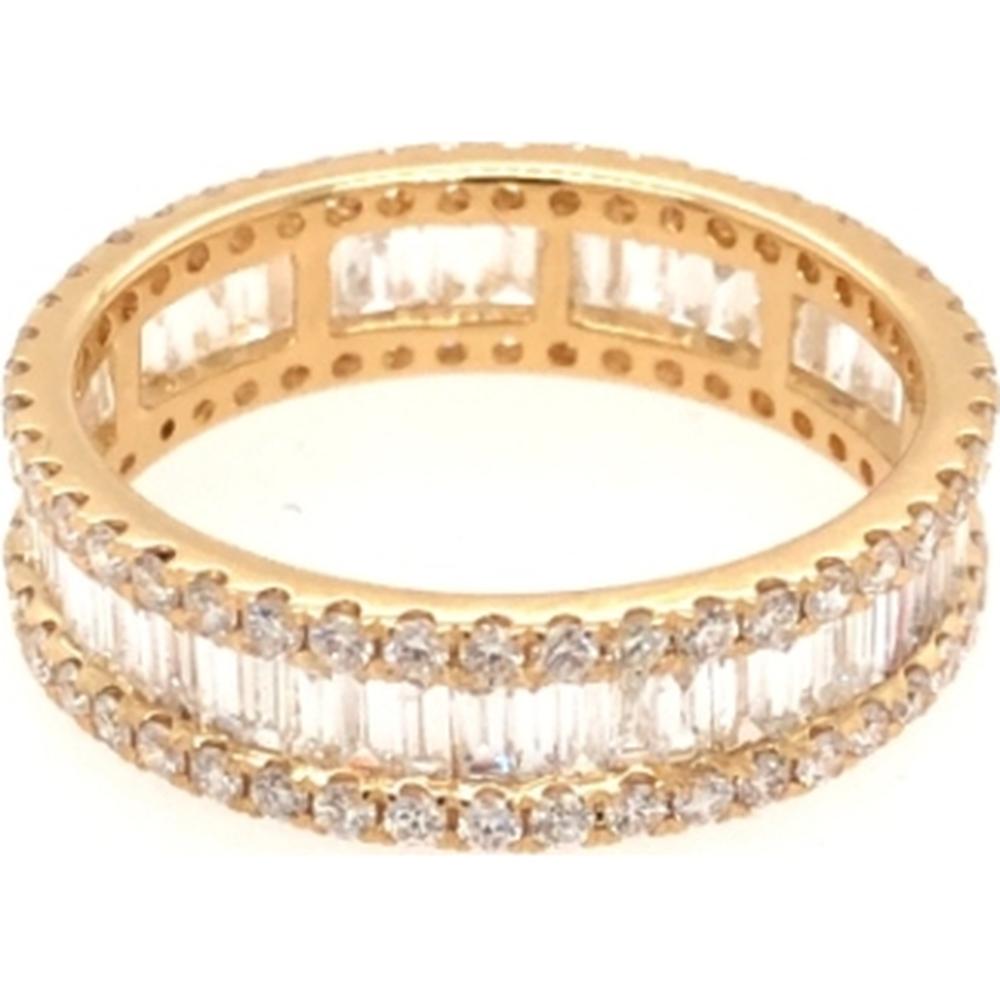 18K Yellow Gold Eternity-Style Band with Baguette and Round Diamonds by Afarin