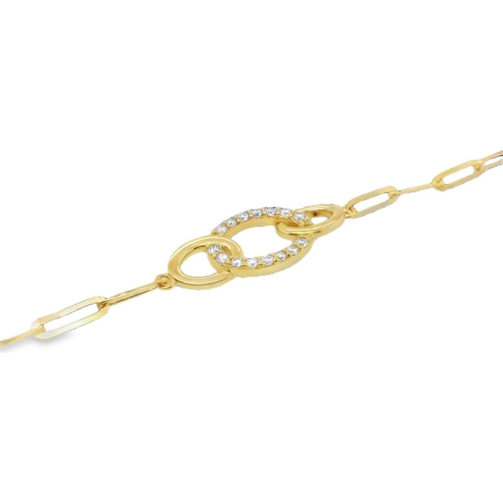 18K Yellow Gold Fancy Link Bracelet with Diamond-Accented Interlocking Oval Center Motif by Afarin