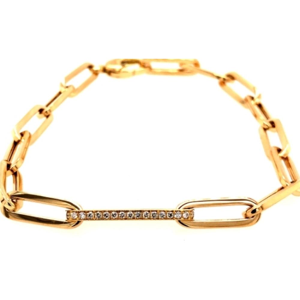 18K Yellow Gold Fancy Link Bracelet with Diamond Bar Detail by Afarin