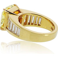 18K Yellow Gold Fancy Yellow Diamond Ring with Trapezoid and Baguette Diamonds - 5.28 Carats Total Diamond Weight