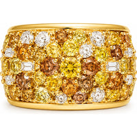 18K Yellow Gold Fashion Band with Round Fancy Yellow, Brown, and Baguette White Diamonds - 5.08 Carat Total Diamond Weight by Auriventus