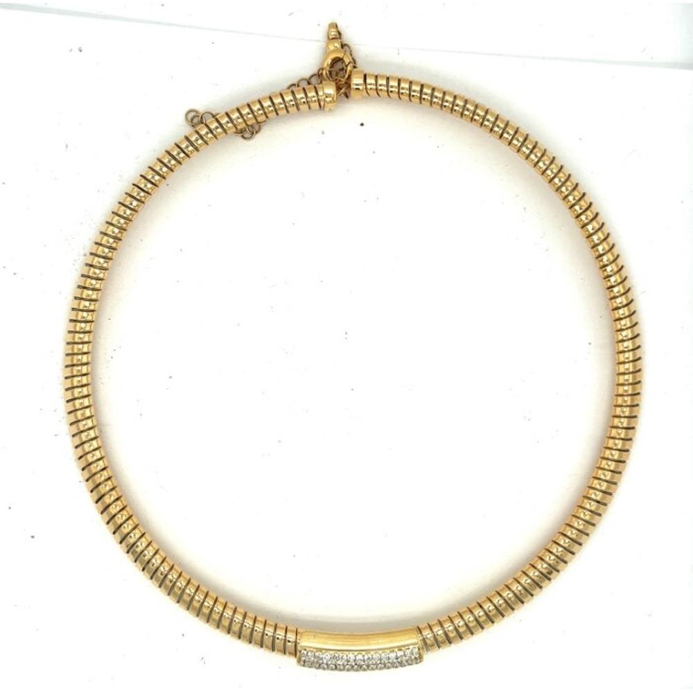 18K Yellow Gold Flexible Collar Necklace with Curved Diamond Accent by Afarin