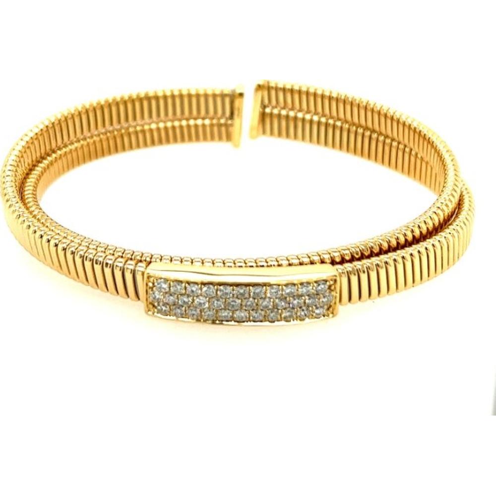 18K Yellow Gold Flexible Diamond Bangle Bracelet by Afarin