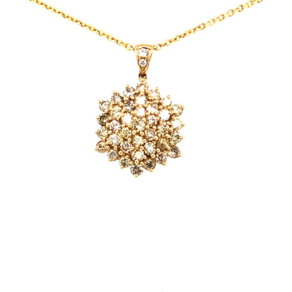 18K Yellow Gold Floral Cluster Pendant with Yellow Diamonds by Afarin