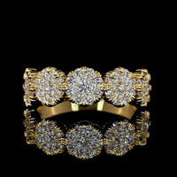 18K Yellow Gold Floral Cluster Ring with 85 Round Lab-Grown Diamonds (E-F, VS1) - 0.79 Carat Total Diamond Weight - Covaloro Fine Jewelry