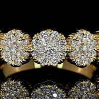 18K Yellow Gold Floral Cluster Ring with 85 Round Lab-Grown Diamonds (E-F, VS1) - 0.79 Carat Total Diamond Weight - Covaloro Fine Jewelry