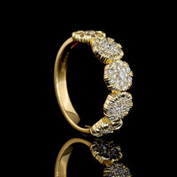 18K Yellow Gold Floral Cluster Ring with 85 Round Lab-Grown Diamonds (E-F, VS1) - 0.79 Carat Total Diamond Weight - Covaloro Fine Jewelry