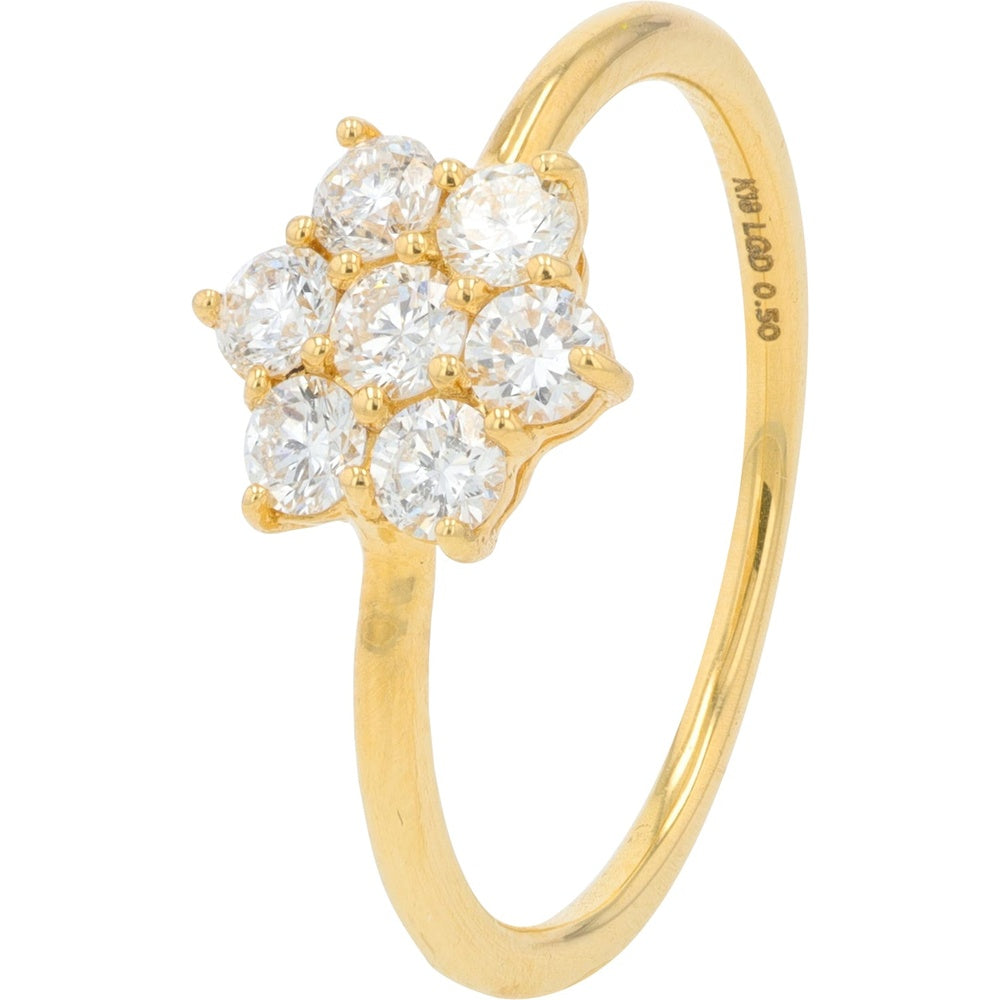 18K Yellow Gold Floral Cluster Ring with Lab-Grown Diamonds - 0.50 Carat Total Diamond Weight