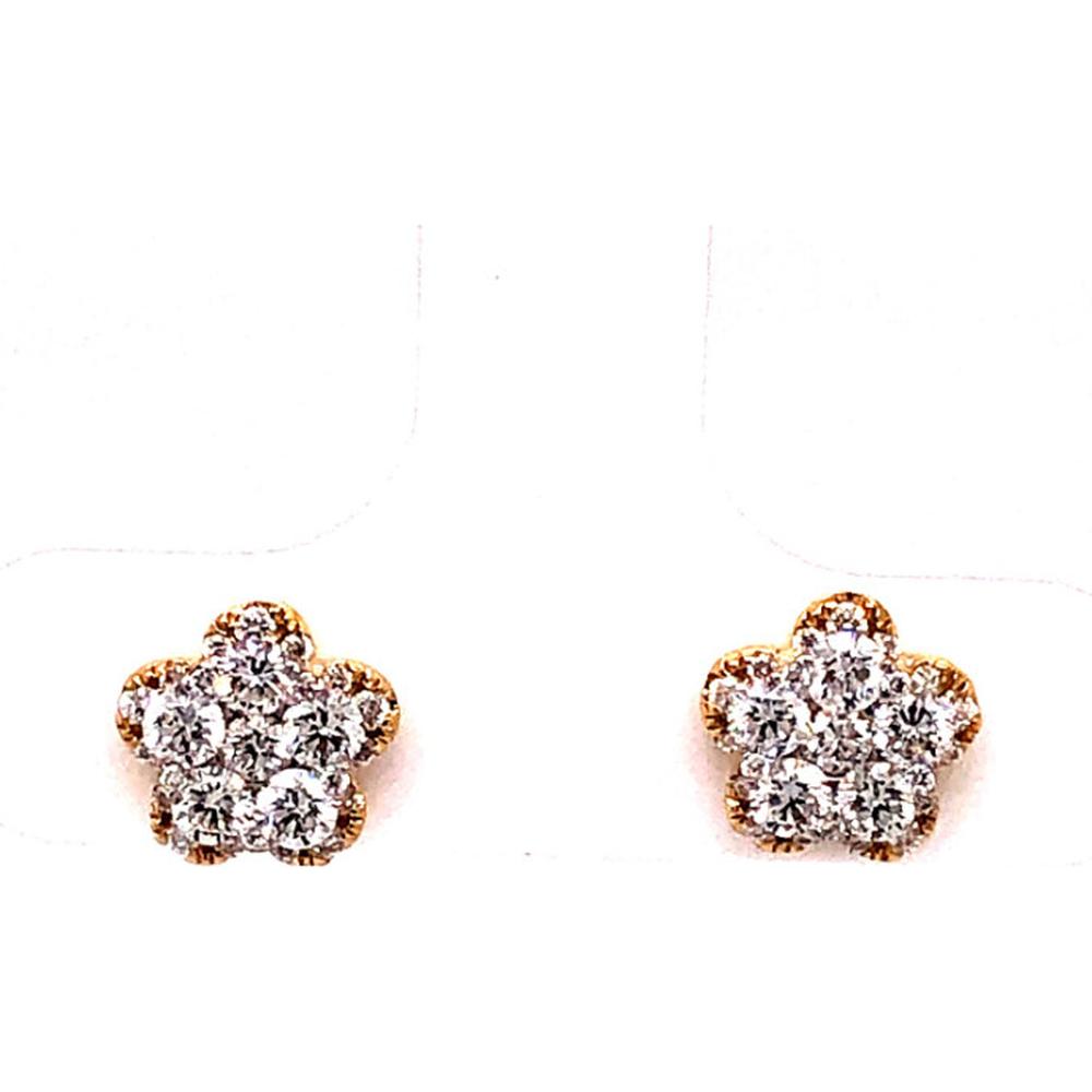 18K Yellow Gold Floral Diamond Cluster Stud Earrings by Afarin