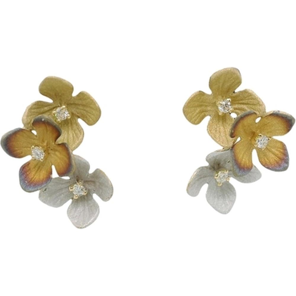 18K Yellow Gold Floral Diamond Earrings by Afarin
