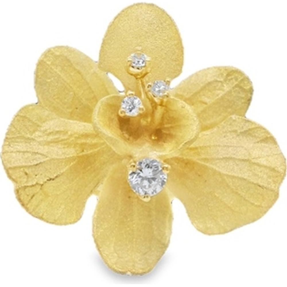 18K Yellow Gold Floral Diamond Ring by Afarin