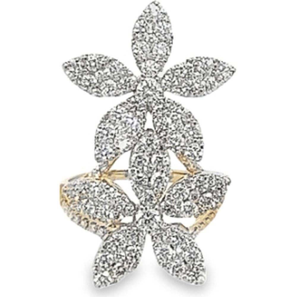 18K Yellow Gold Floral Diamond Statement Ring by Afarin