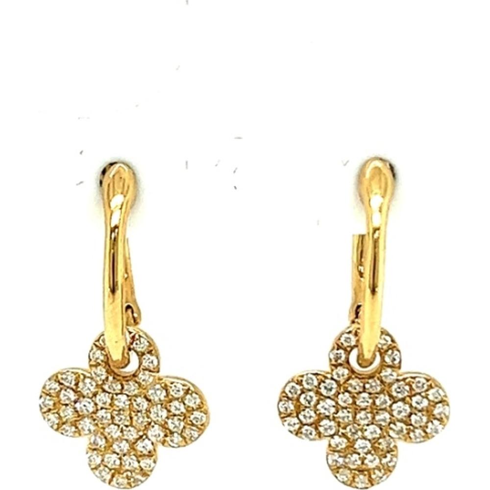 18K Yellow Gold Floral Drop Earrings with Round Diamonds by Afarin