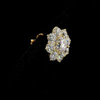 18K Yellow Gold Floral Halo Earrings with Round Lab Diamonds - 3.90 Carats Total Diamond Weight, E-F Color, VS Clarity - Covaloro Fine Jewelry