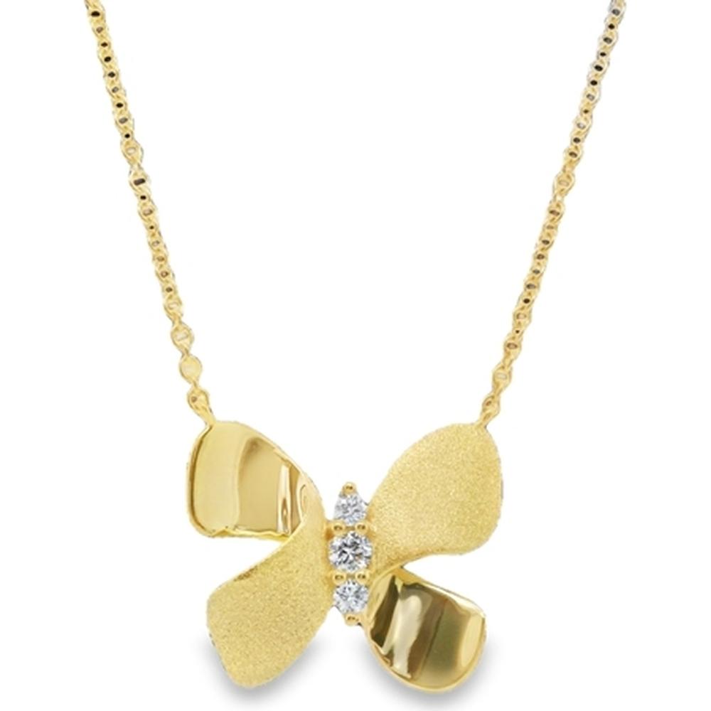 18K Yellow Gold Floral Motif Necklace with Diamond Accents by Afarin