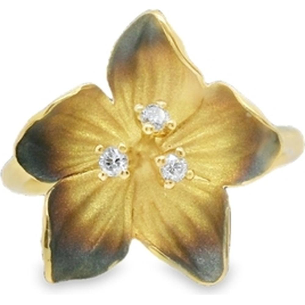 18K Yellow Gold Floral Ring with Diamond Accents by Afarin