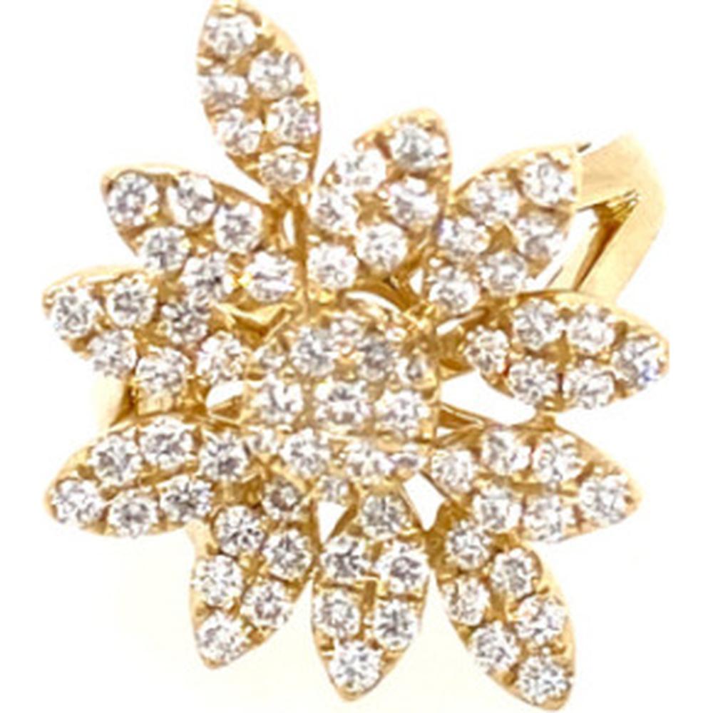 18K Yellow Gold Flower Diamond Cluster Ring by Afarin