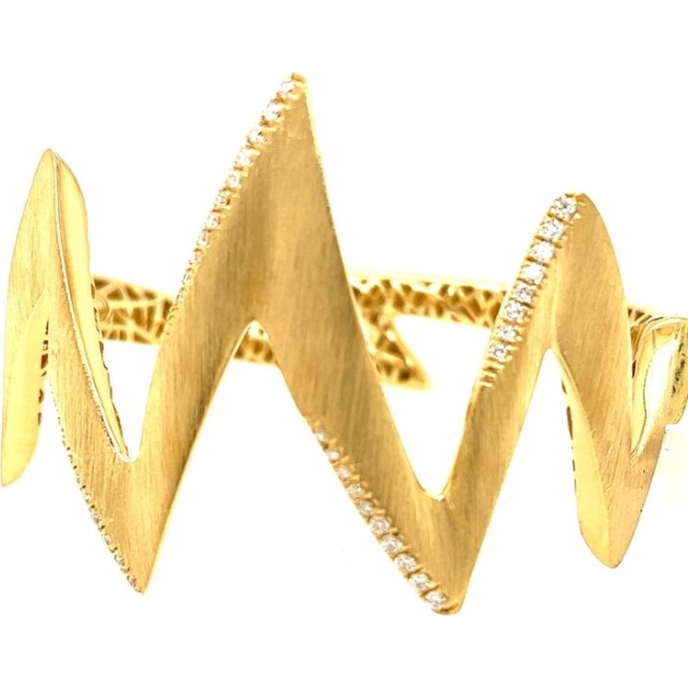 18K Yellow Gold Free-Form Diamond Bangle Bracelet by Afarin