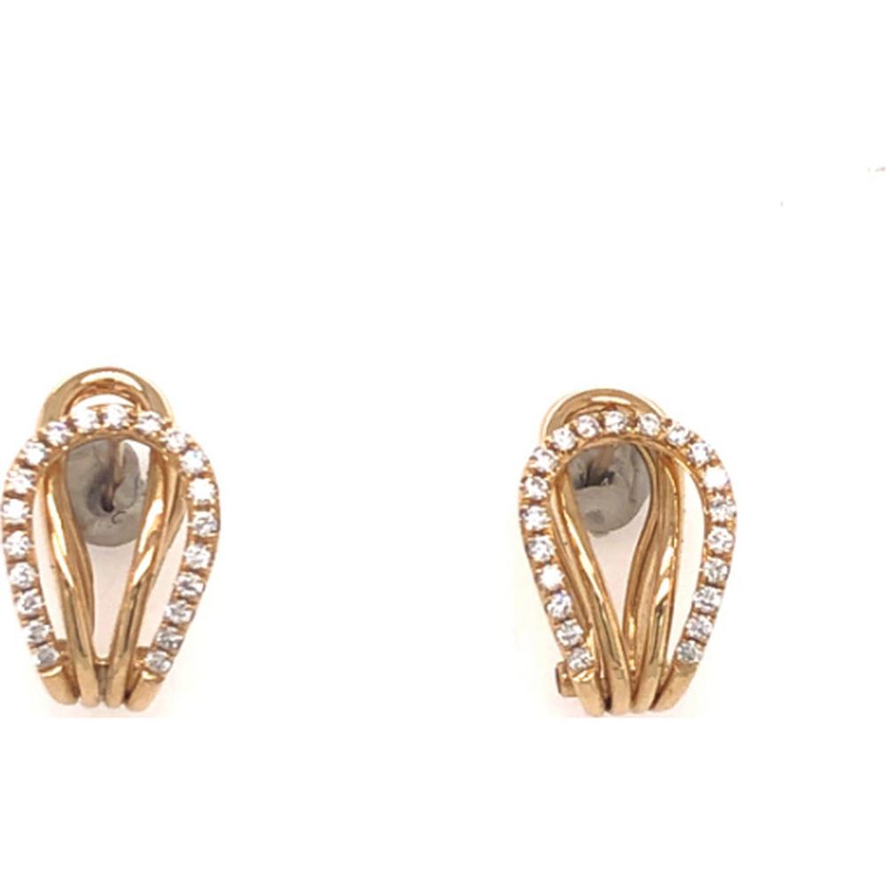 18K Yellow Gold Free Form Diamond Earrings with Round Diamonds by Afarin