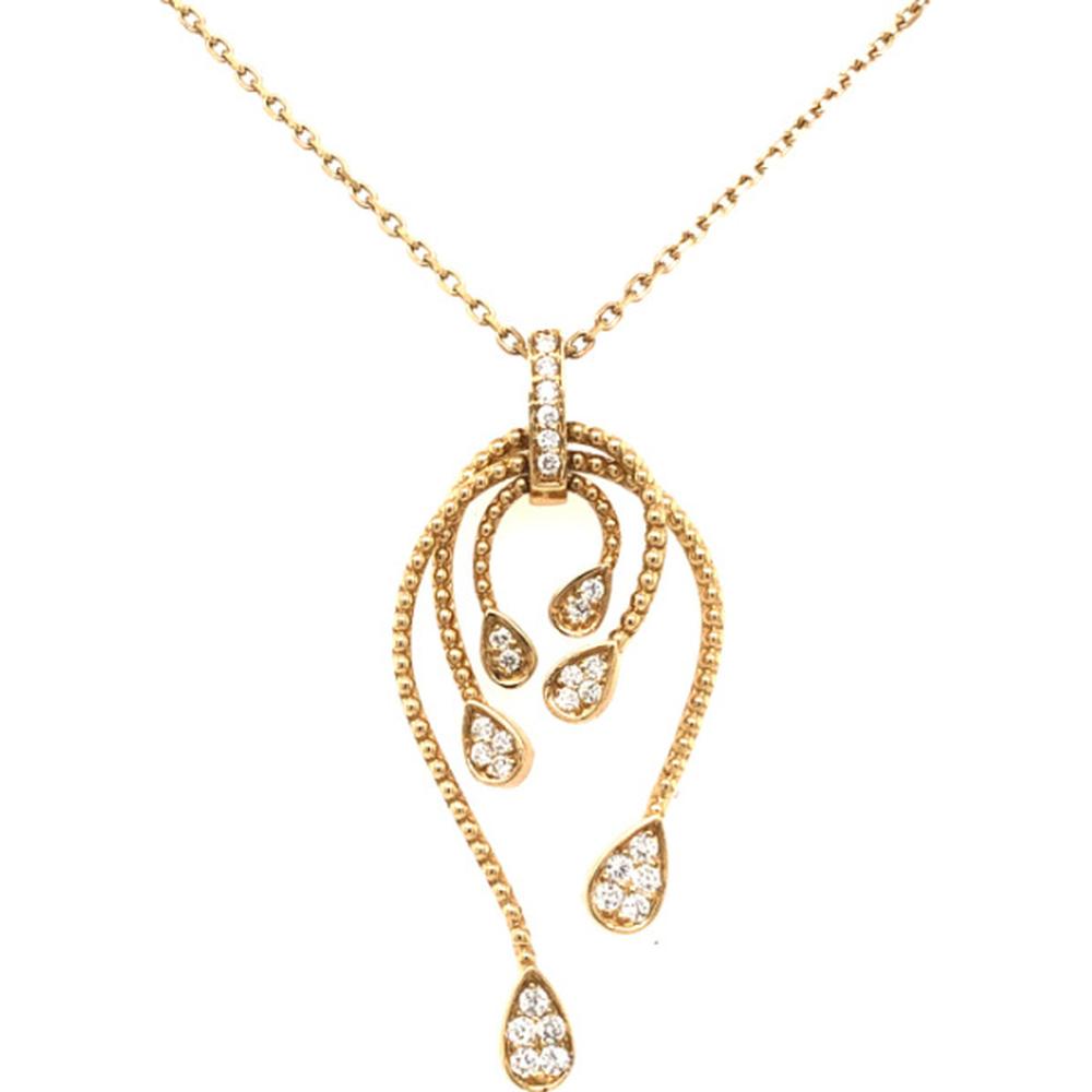 18K Yellow Gold Free-Form Diamond Pendant Necklace with Pear-Shaped Diamonds by Afarin