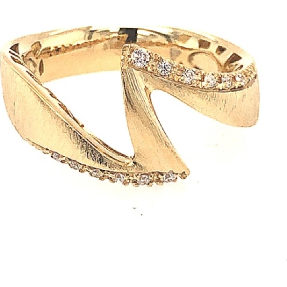 18K Yellow Gold Free Form Diamond Ring by Afarin