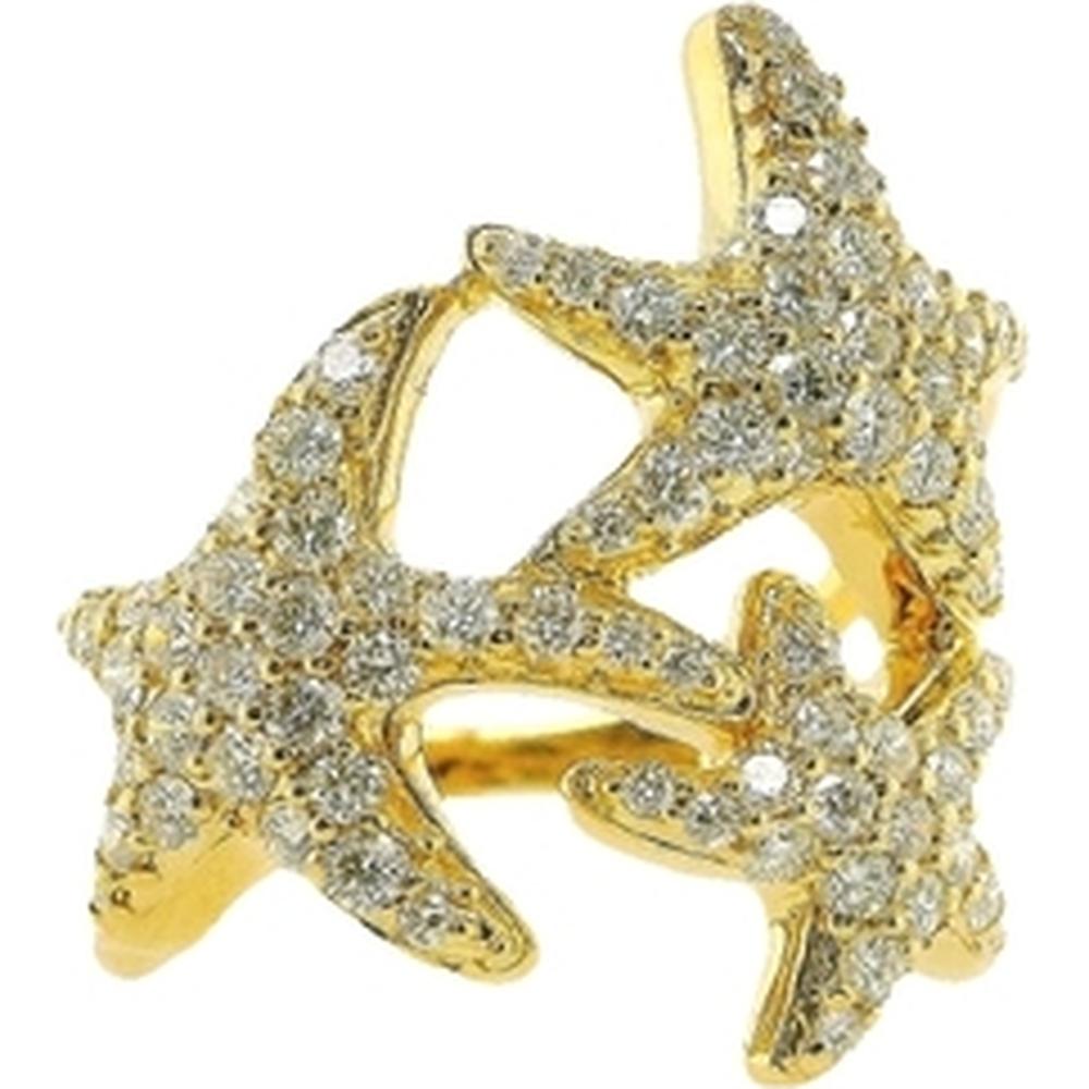 18K Yellow Gold Free Form Diamond Ring by Afarin