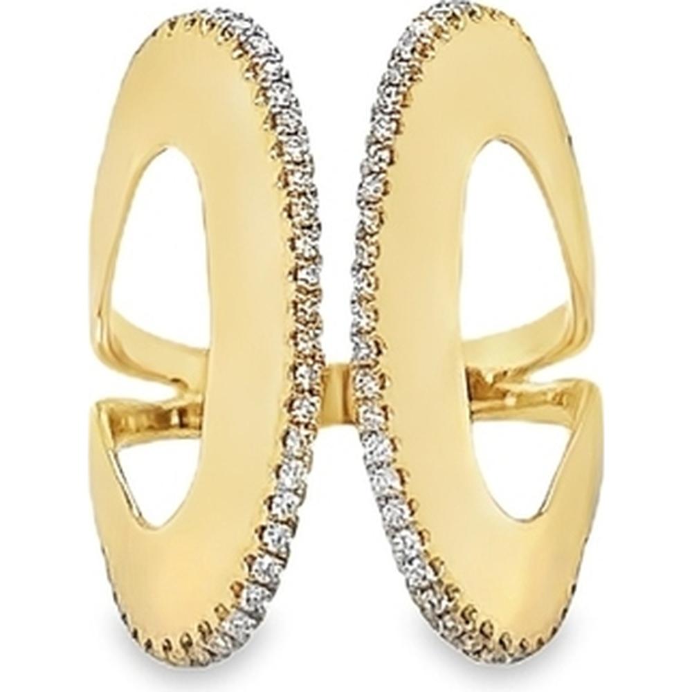 18K Yellow Gold Free Form Diamond Ring with Open Geometric Design by Afarin