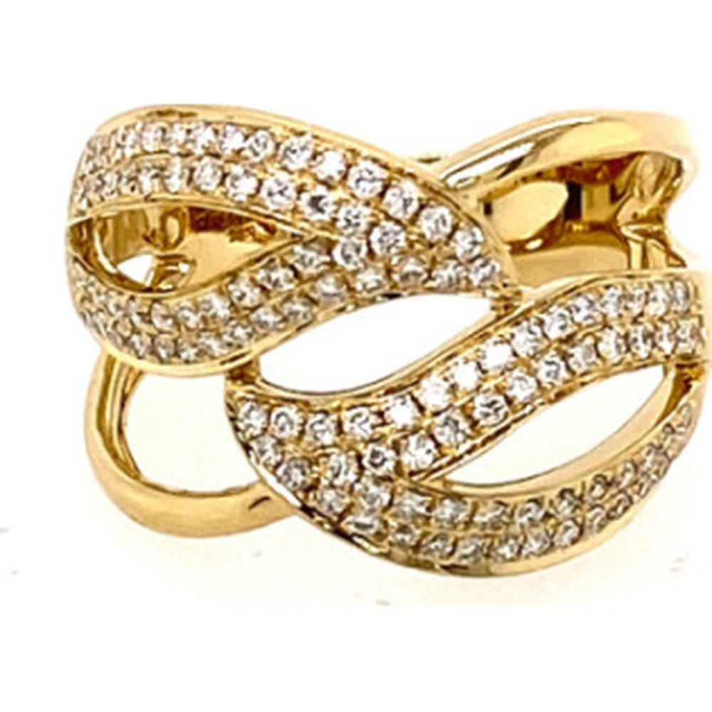 18K Yellow Gold Free-Form Diamond Ring with Pavé Round Diamonds by Afarin