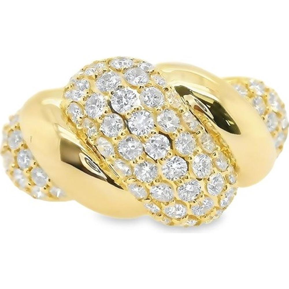 18K Yellow Gold Free Form Diamond Ring with Pavé Set Round Diamonds by Afarin