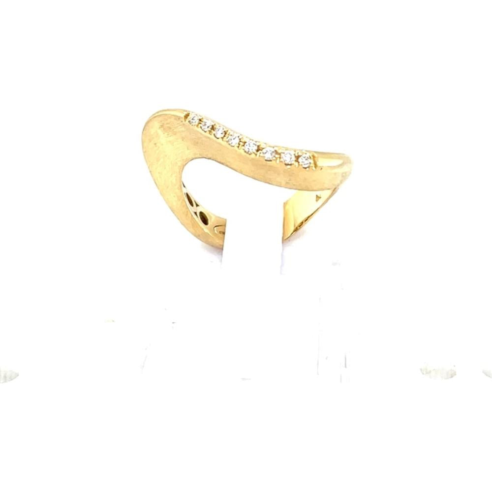 18K Yellow Gold Free Form Diamond Ring with Round Diamond Accents by Afarin