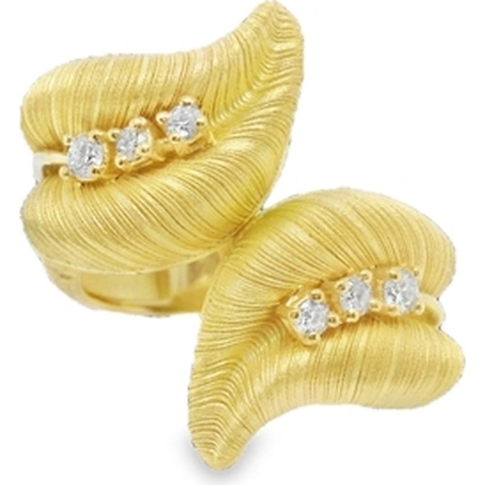 18K Yellow Gold Free-Form Diamond Ring with Textured Sculptural Design by Afarin
